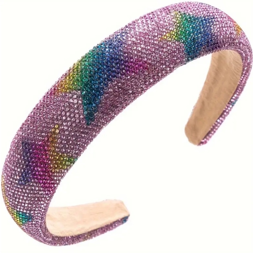 Pink Colorful Star Crystal Embellished Headband